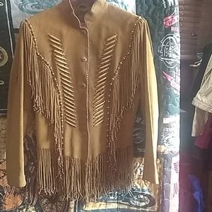 Suede beaded fringe jacket